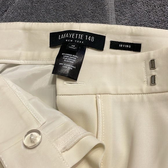 Lafayette 148 New York Irving Wool Dress Pants Women's Size 10 Beige Tan Cream - Picture 2 of 12